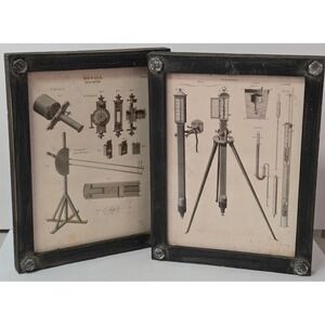 Set of 2 Uttermost 2015 OPTICS MICROMETER BAROMETER Framed Science Prints